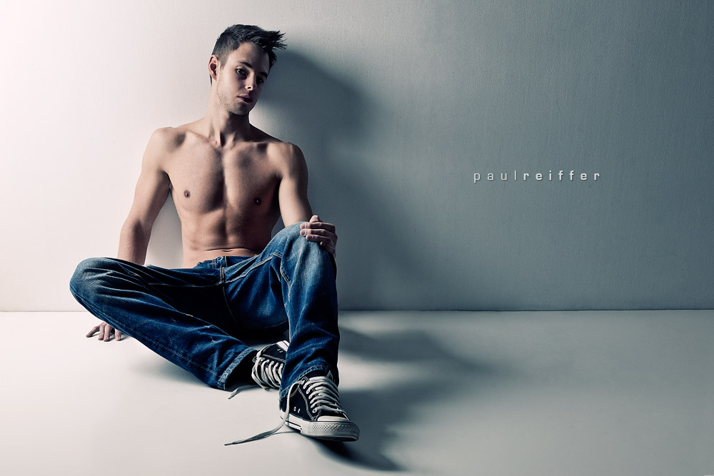 Aaron Breckell - Studio Topless Jeans Male Model - Paul Reiffer London Photographer