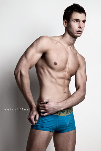 Aaron Breckell - Studio Calvin Klein Underwear Male Model Ring Flash - Paul Reiffer London Photographer