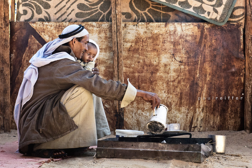 Bedouin Man with Child making Tea - Sinai, Egypt - Paul Reiffer, Professional Photographer