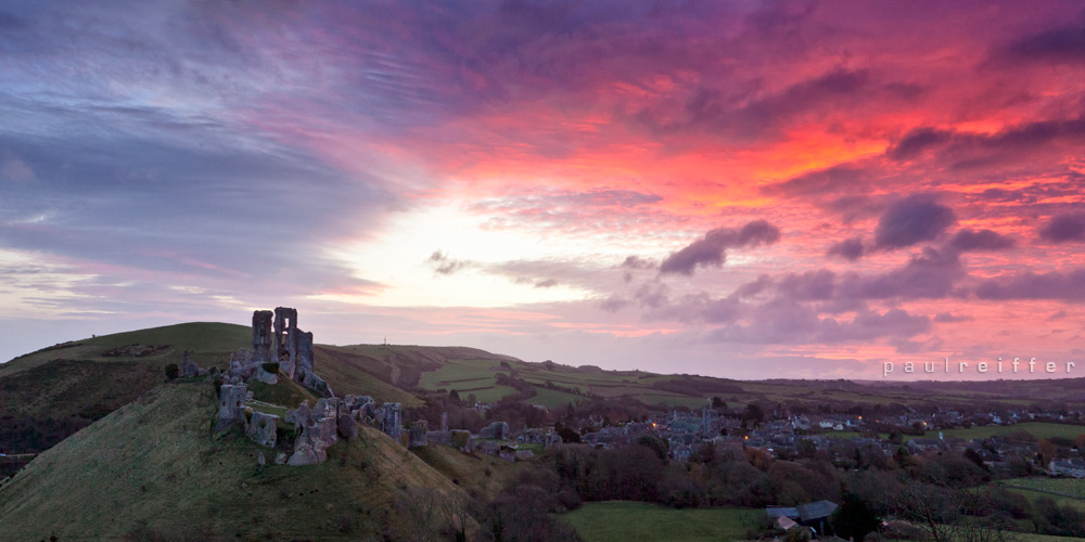 Corfe Castle, Dorset, England - Sunrise photography in Winter - Paul Reiffer, Professional Landscape Photographer