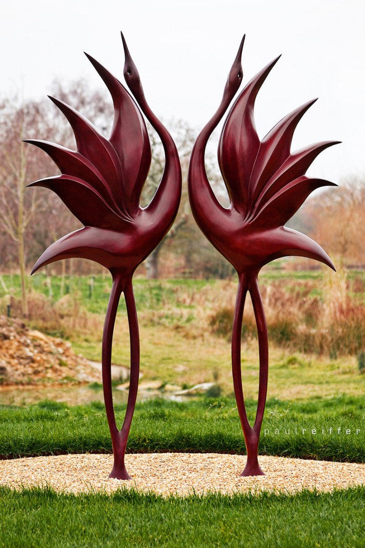 Dancing Cranes - Sculpture By The Lakes - Simon Gudgeon - Dorset Sculpture Park - Pallington Lakes - Paul Reiffer Photographer