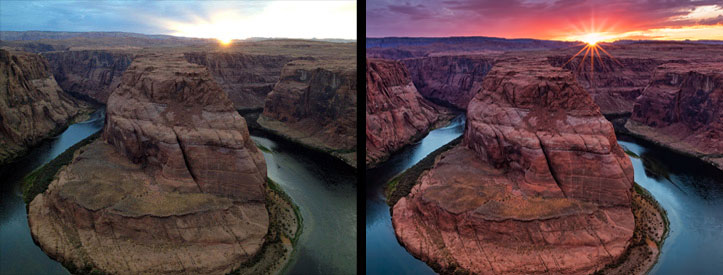 Comparison iPhone Canon EOS 5D mkIII Horseshoe Bend Arizona Page