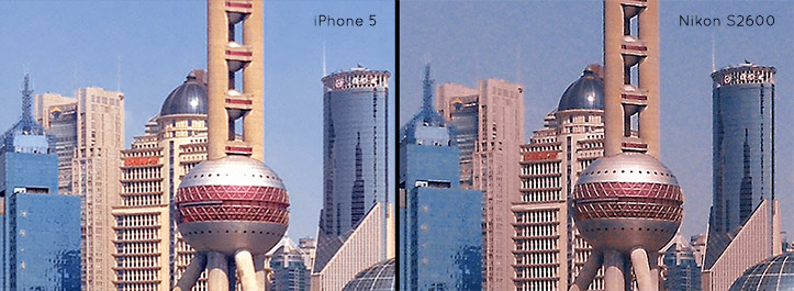 Nikon Coolpix S2600 iPhone 5 Close Comparison