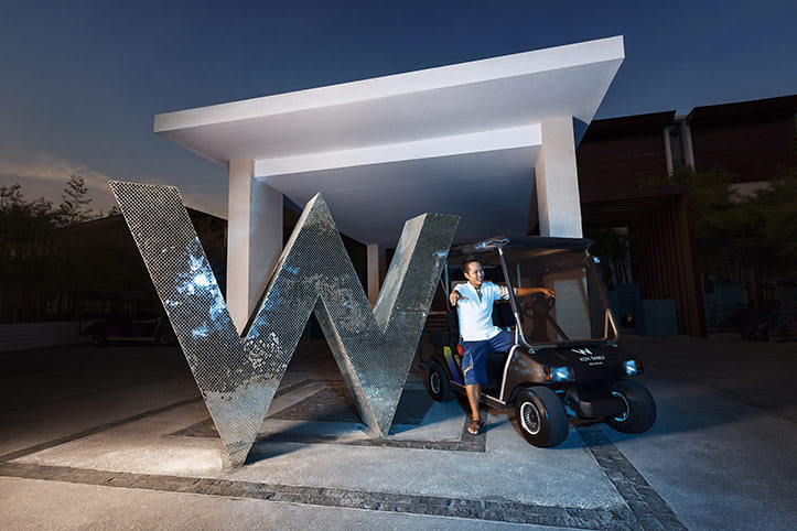 W Retreat Koh Samui Talent People Shots Staff Oak Golf Buggy Cart Reception - Paul Reiffer Photographer