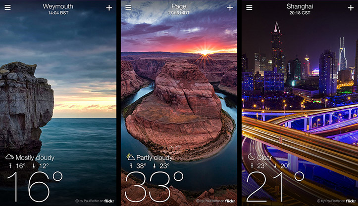 Yahoo Weather App Apple iPhone Screen Shots Paul Reiffer Photographer Landscape