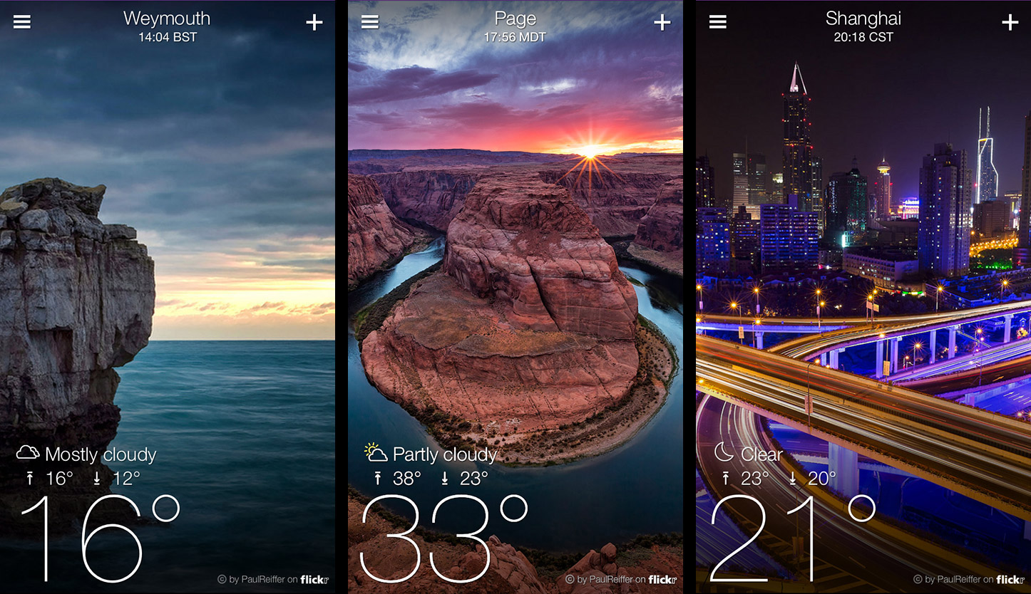 New Yahoo! Weather App Featuring Landscape Backgrounds