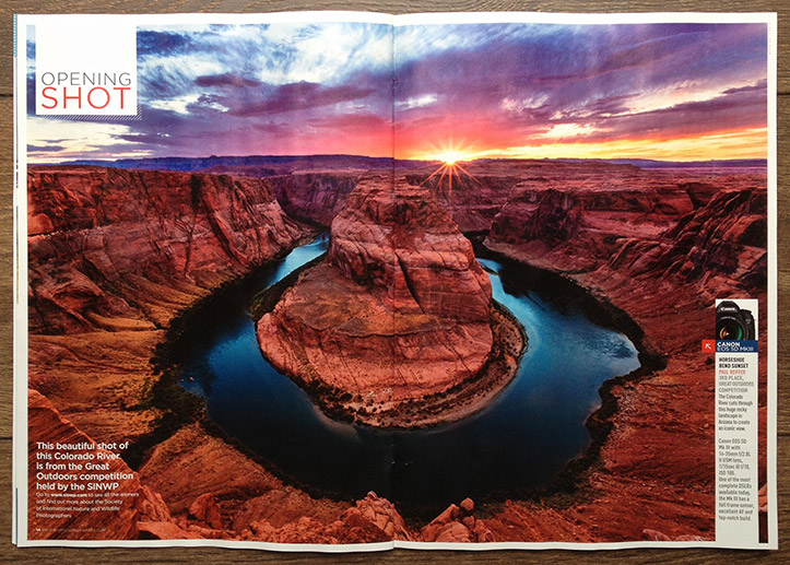 What Digital Camera Magazine Paul Reiffer Horseshoe Bend Landscape Opening Shot Winner Double Page Spread Great Outdoors Competition July August 2013