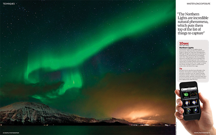 digital photographer magazine - mastering long exposures - paul reiffer northern lights feature