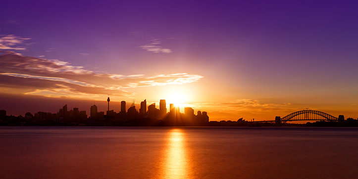 sydney grand harbour bridge skyline opera house tower paul reiffer landscape photograph professional sunset