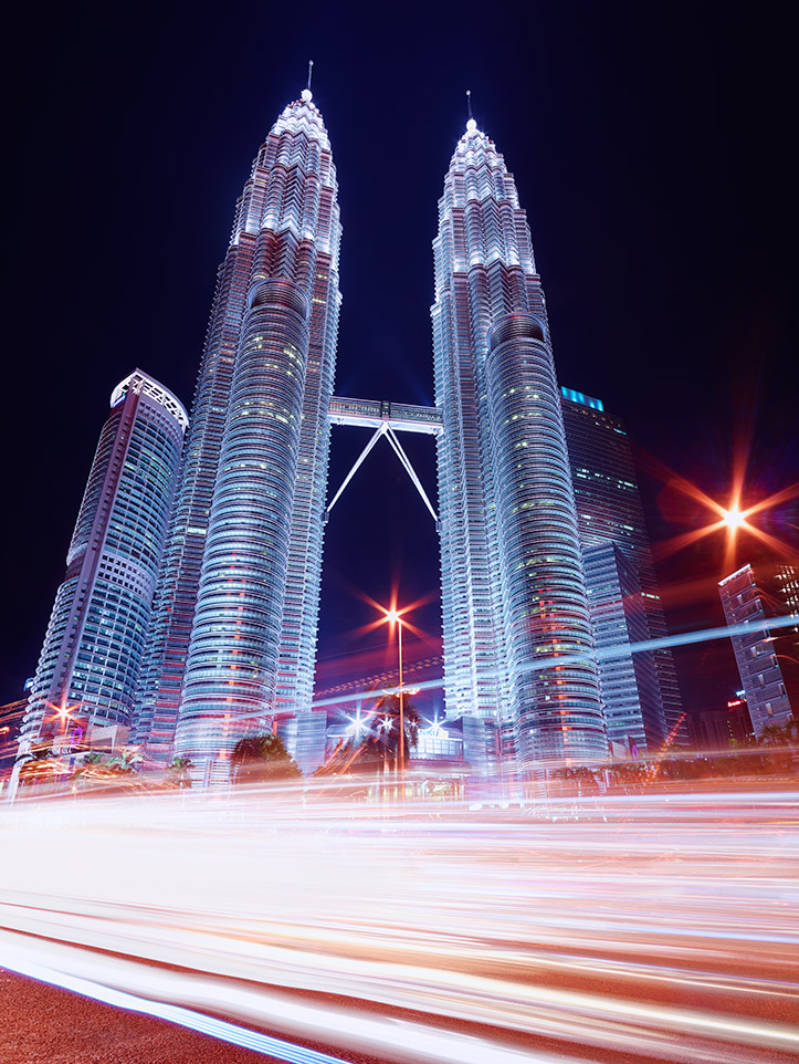 Kuala Lumpur KLCC Petronas Towers Skyline Cityscape Night Light Trails City Roads Paul Reiffer Landscape Photography