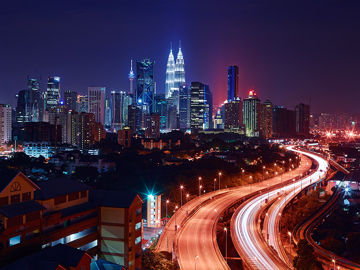 Kuala Lumpur Skyline Cityscape Night Light Trails City Roads Paul Reiffer Landscape Photography