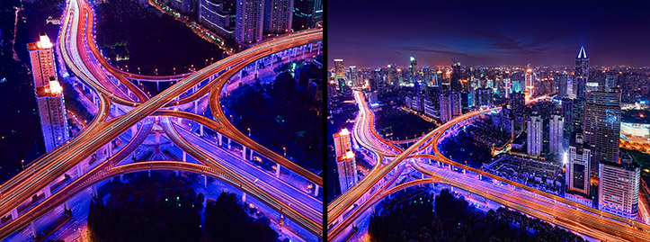 Heartbeat Network Shanghai Elevated Freeways night cityscape light trails tomorrow square nine dragons intersection puxi from above paul reiffer professional landscape photographer china display