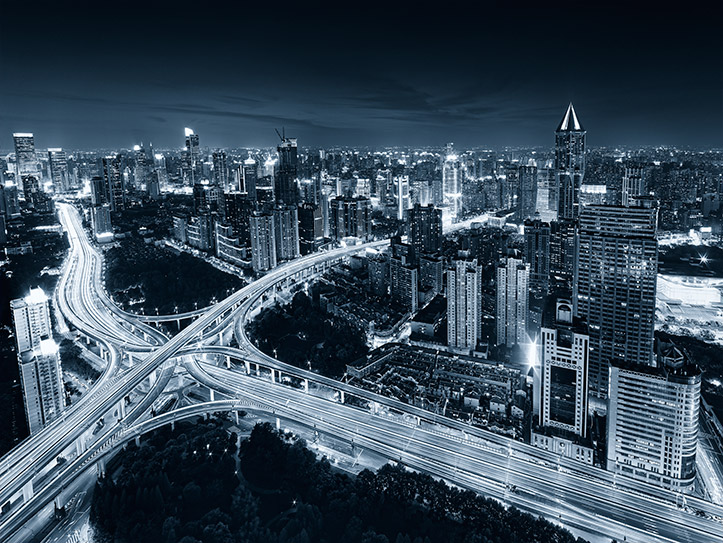 Polapan filter film Shanghai Elevated Freeways night cityscape light trails tomorrow square nine dragons intersection puxi from above paul reiffer professional landscape photographer china