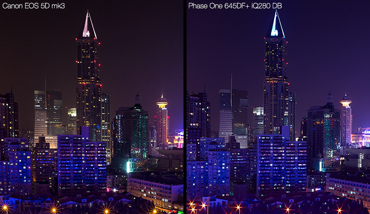 Area 2 Shanghai Calling 2 Comparison Phase One Medium Format iQ280 Compare Canon 5D mk 3 III sharpness calrity