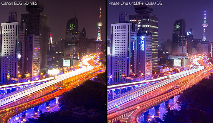 Area 3 Shanghai Calling 2 Comparison Phase One Medium Format iQ280 Compare Canon 5D mk 3 III sharpness calrity