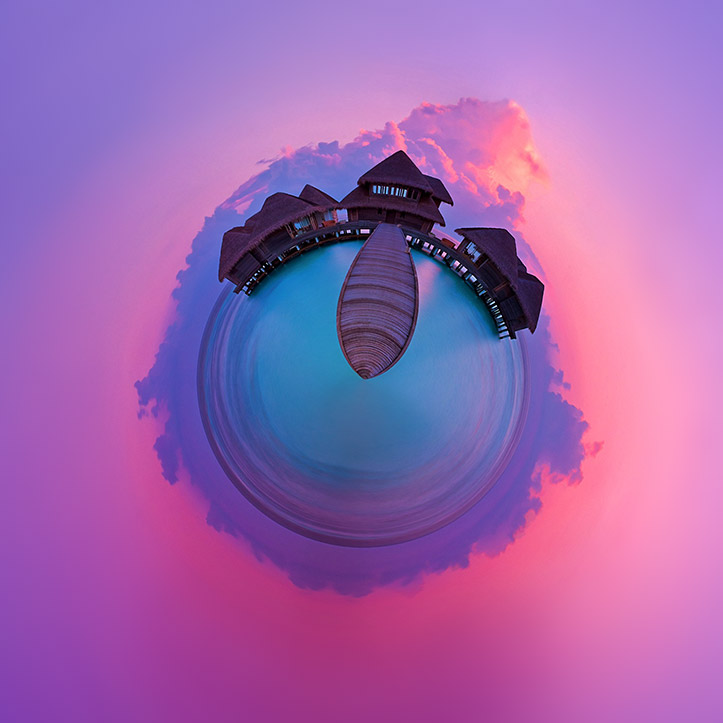 tiny planet huvafen fushi spa maldives sunrise overwater paul reiffer professional landscape commercial photographer