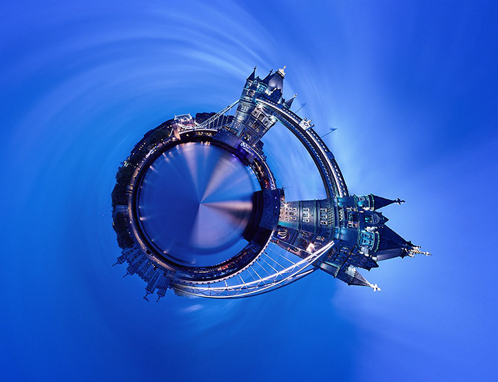 tiny planet london tower bridge sunrise long exposure blue cityscape paul reiffer professional landscape commercial photographer