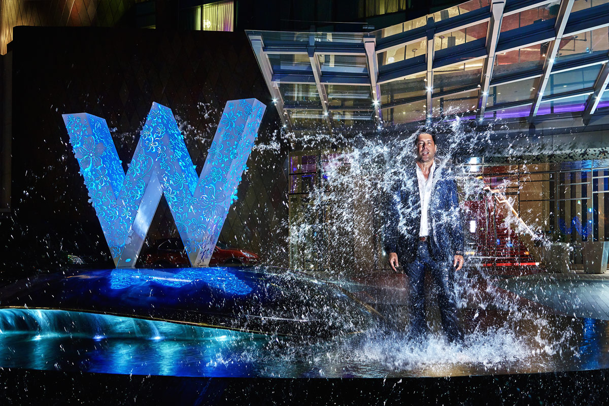 Stephane General Manager Welcome Entrance Fountain Water W Hotels Singapore Sentosa Cove Up Close To Talents Photoshoot 2014 Starwood Group