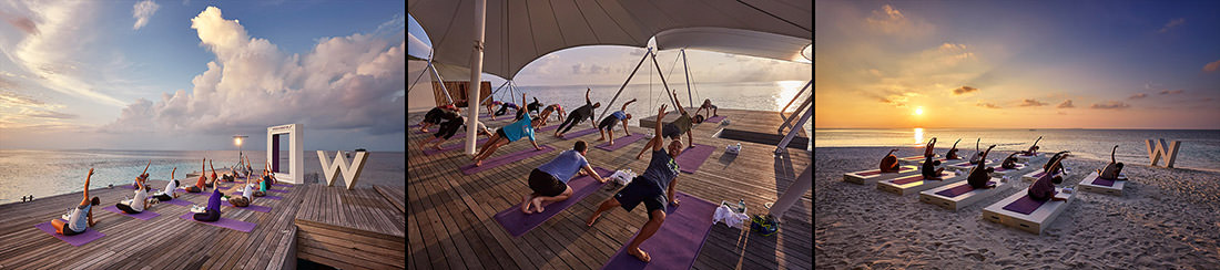 Group Yoga Sunrise Sunset Sessions Away Spa W Retreat Maldives Tara Stiles Media Visit Paul Reiffer Photographer