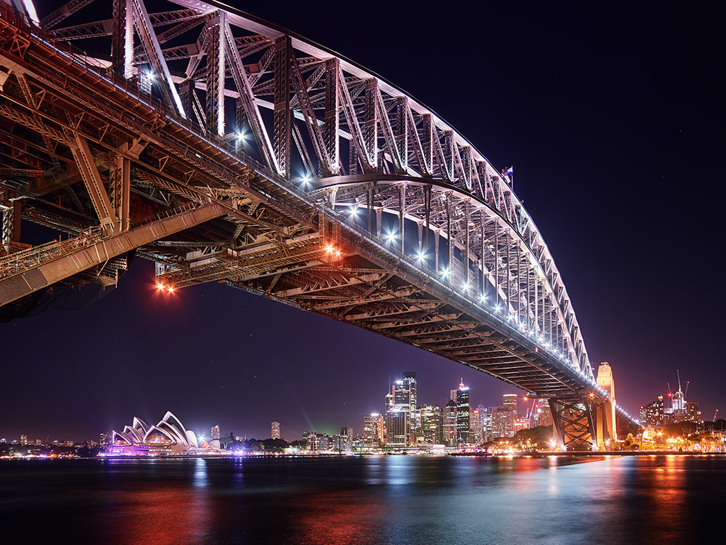 Gateway Sydney Harbour Bridge Opera House Night Lights Long Exposure Bay Australia Paul Reiffer Photographer Under