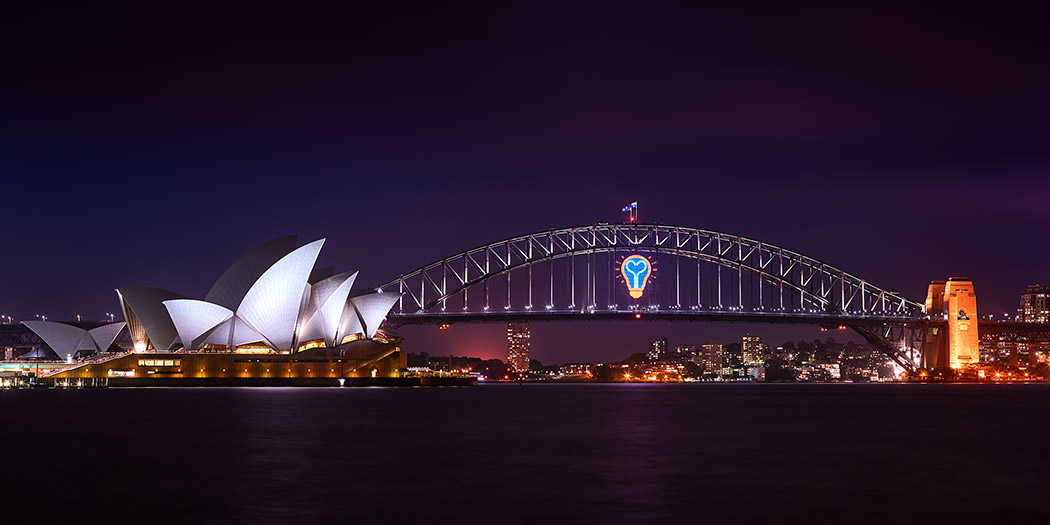 Sydney Harbour Bridge Grand Opera House International Year Of Light IYL 2015 Show Logo LED Night Panoramic Paul Reiffer