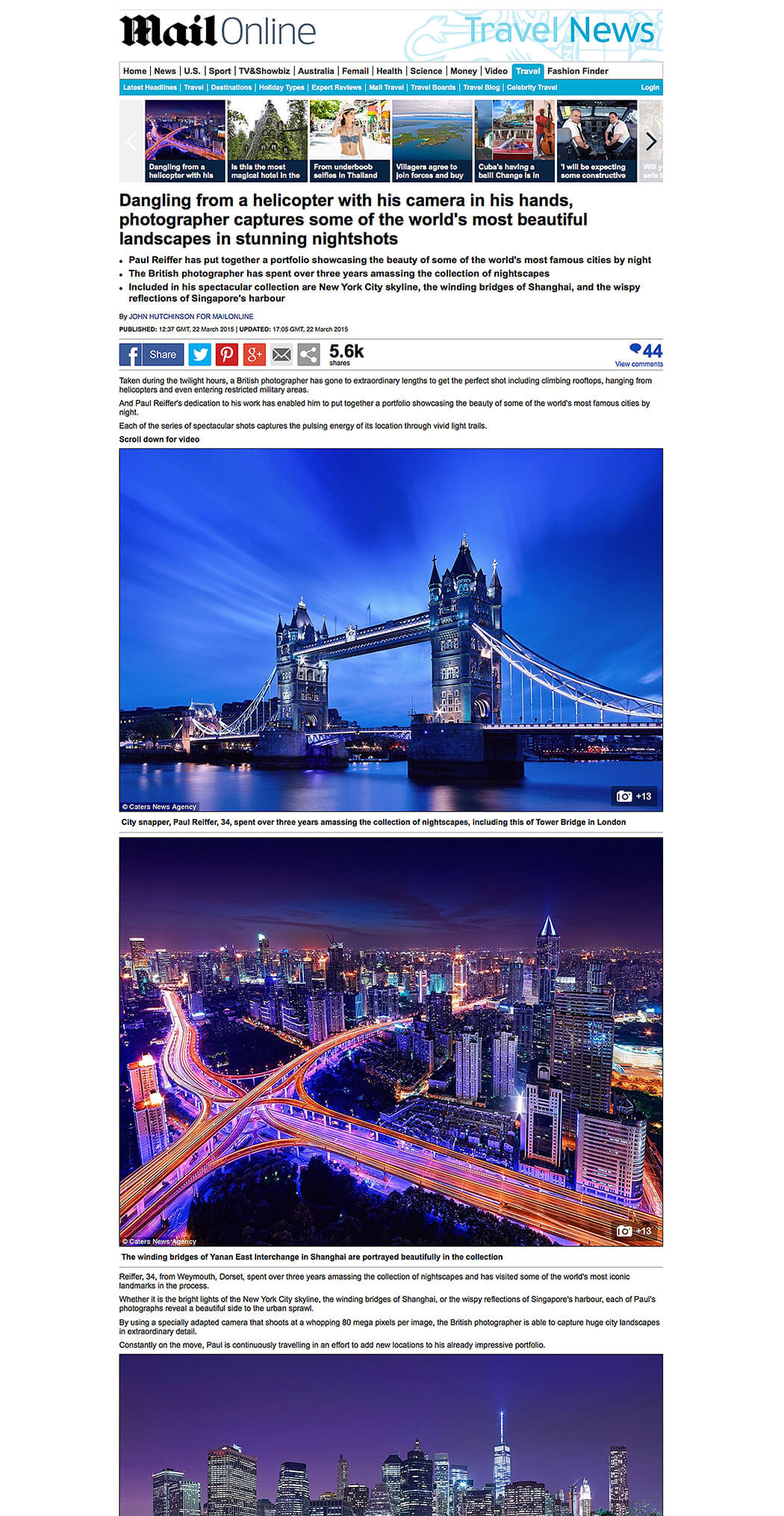 daily mail feature paul reiffer landscape cityscape photographer 2015 city skyline online dailymail professional uk British newspaper