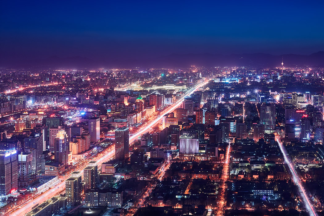 Beijing night cityscape forbidden city Tiananmen square central radio tv tower capital city china paul reiffer professional cityscape landscape photographer