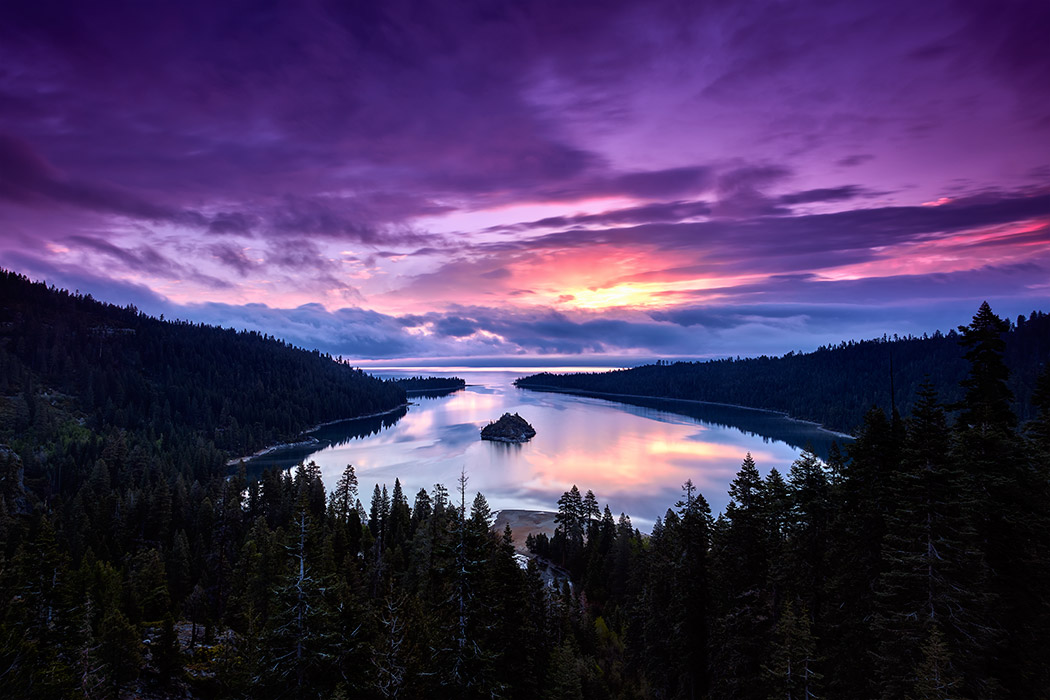 lake tahoe gateway paul reiffer california professional photographer phase one medium format landscape sunrise emerald bay water sky reflection