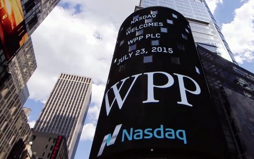 NASDAQ Welcome Sir Martin Sorrell CEO WPP July 23 2015 Stock Exchange Times Square Tiny Planets Big Screen