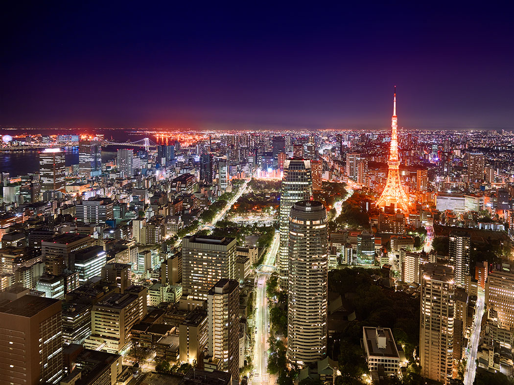 cityscape tokyo city landscape paul reiffer tower photographer andaz toranomon hills hotel rooftop aerial above look down long exposure night lights