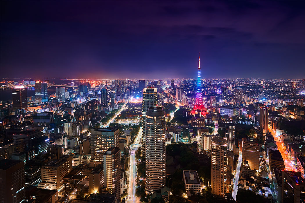 tokyo tower japan constitution memorial day rainbow lights night paul reiffer professional cityscape landscape photography photographer andaz hotel