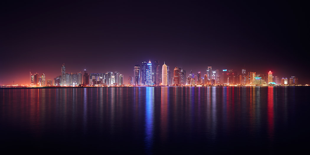 Doha Skyline Night Cityscape Paul Reiffer Professional Landscape Medium Format Phase One Photography Photographer UAE Middle East Qatar