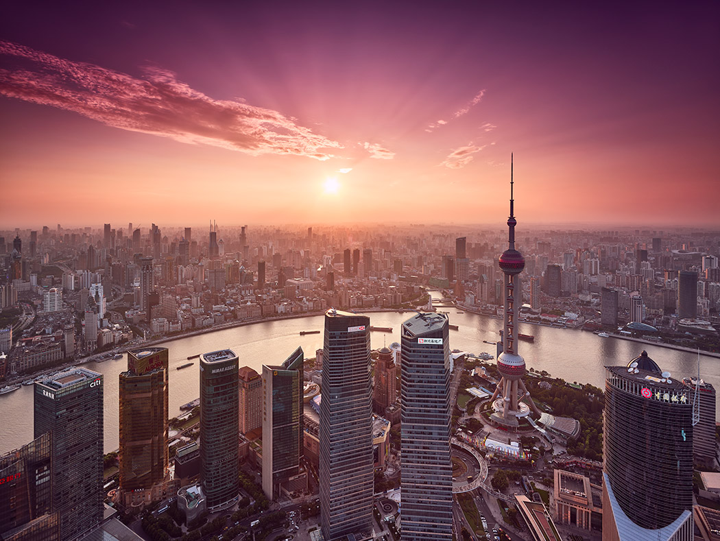 Lujiazui Shanghai Pudong Skyline Sunset Oriental Pearl Tower China City Cityscape Flare Landscape Paul Reiffer Photographer