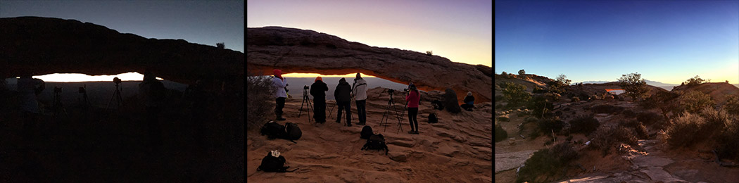 BTS Early Morning Sunrise Shoot Photo Photography Landscape Mesa Arch Dark Morning Crowd Photographers Paul Reiffer