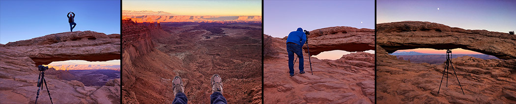 BTS Paul Preparing Eye Wonder Mesa Arch Sunset Yoga Canyonlands National Park NPS Morning Early Winter Professional Behind The Scenes Photographer