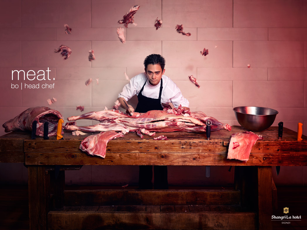 meat bo sorensen shangri la sydney hotel head chef meet talent photo shoot table goat paul reiffer photographer commercial advertising