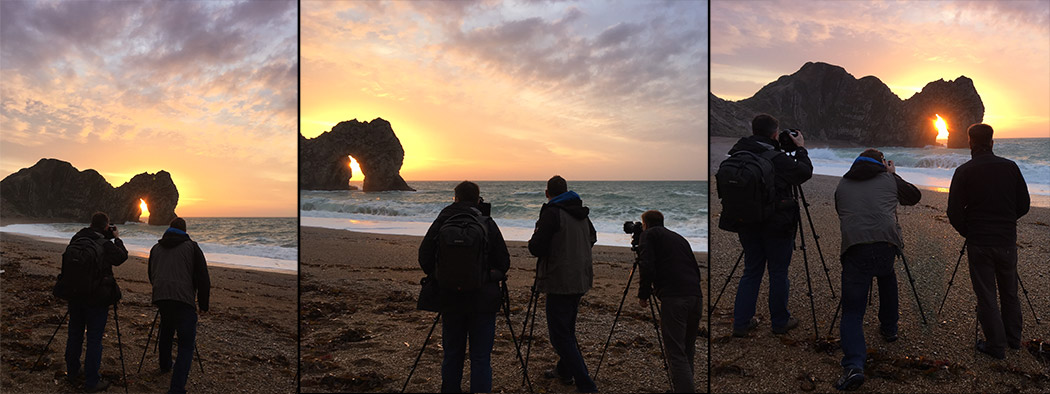 BTS Keyhole Durdle Door Paul Reiffer Professional Photographer Sunrise Through The Hole Winter Warm Clouds Beach Dorset