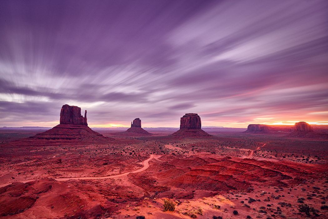 Aftergow Monument Valley Red Mittens Long Exposure Sunrise Winter Navajo Parks Paul Reiffer Professional Landscape Photographer