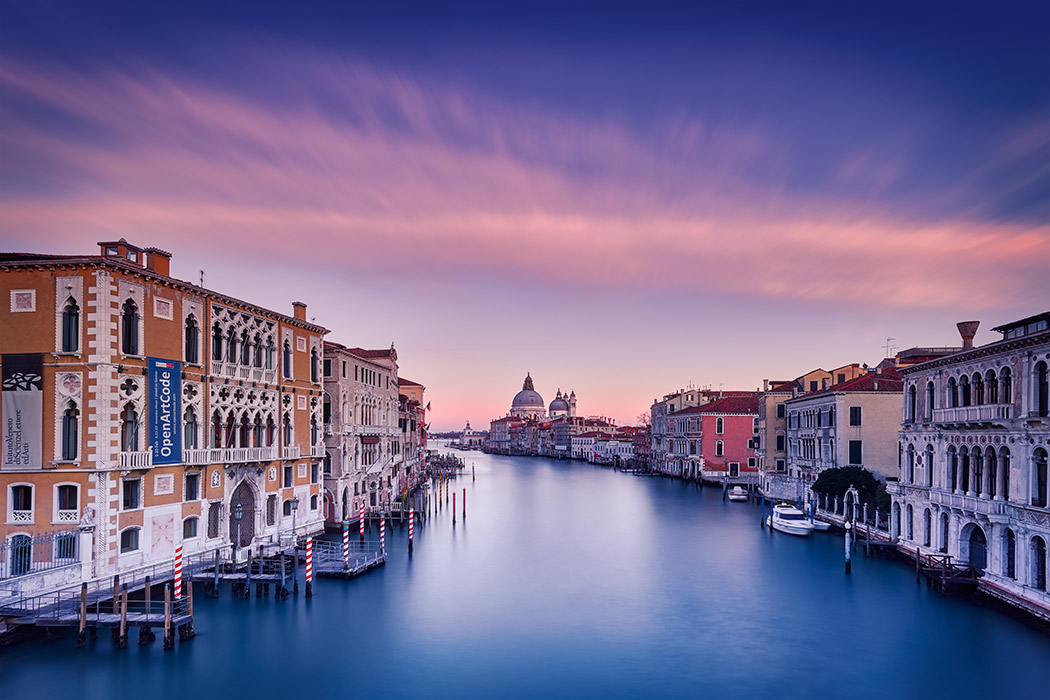 Sunset Venice Grand Canal Night Long Exposure Landscape By Paul Reiffer Copyright 2016 Venezia Italy Basilica Santa Maria della Salute Gondola