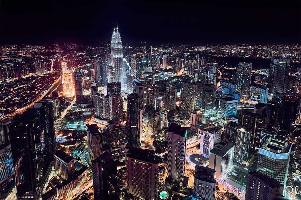Kuala Lumpur Garden City Malaysia Truly Asia Tower KL Pentronas KLCC Skyscrapers Aerial Rooftop Roof View Night Cityscape Paul Reiffer Photographer Commercial Above
