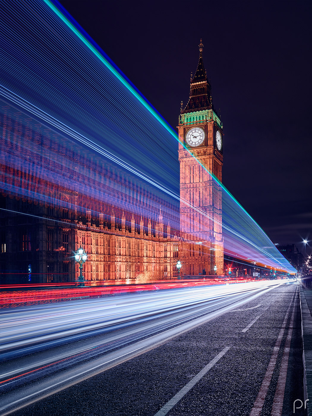 London In Blue Paul Reiffer Professional Landscape Cityscape Photographer Palace Westminster Big Ben Clock Night Tower Traffic Trails Light Cars Houses Parliament