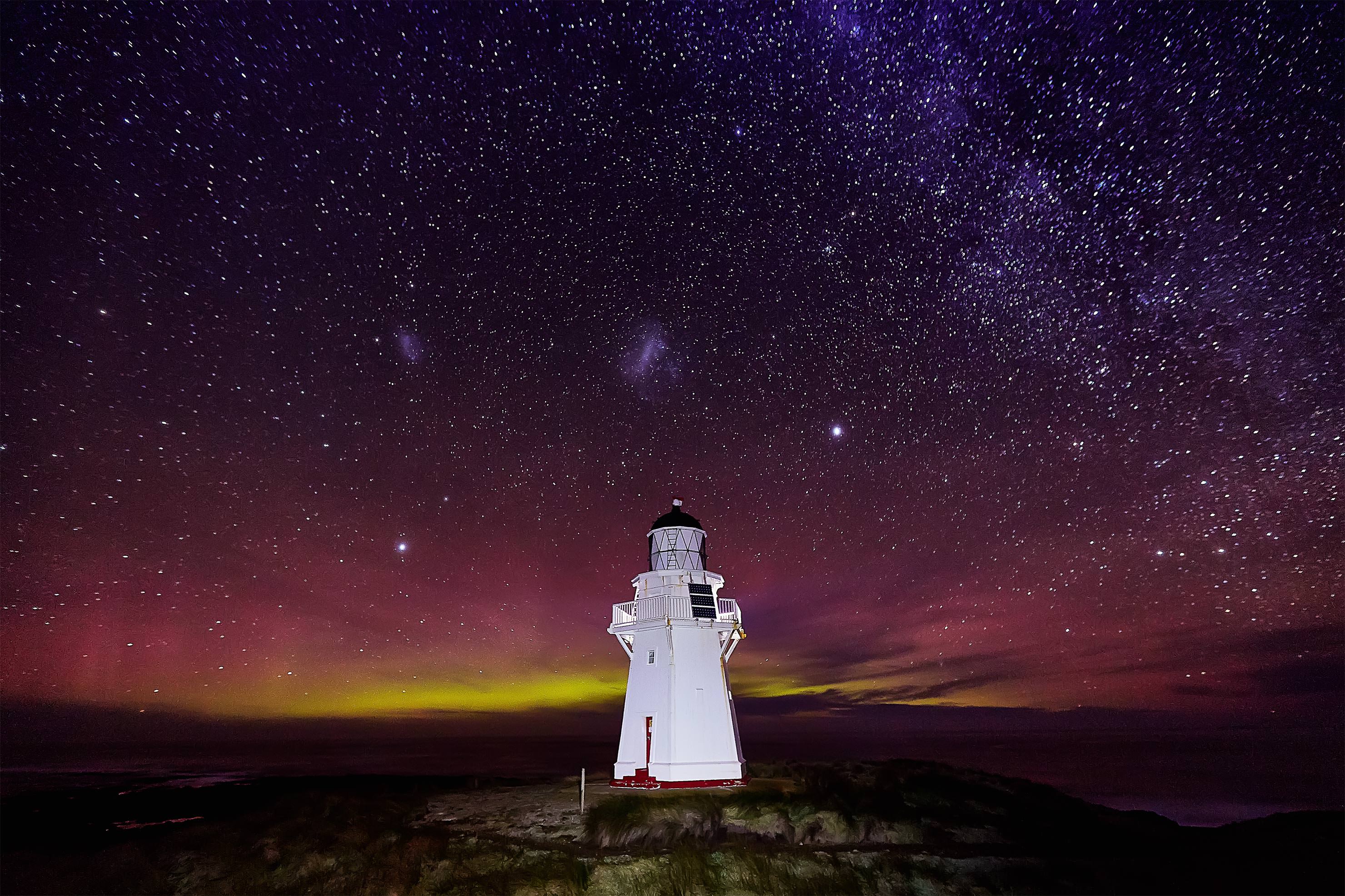 aurora borealis, moon, night, cosmic, cinematic, photo