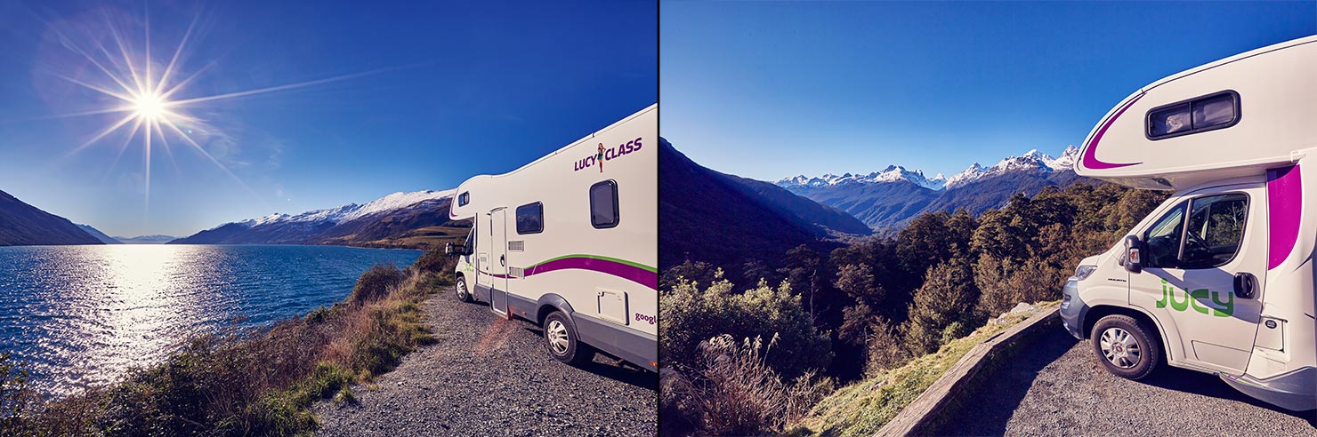 Jucy Casa Plus Lake Front Sun Camping Queenstown Lake Wakatipu Winter Blue Sky Skies Water Paul Reiffer