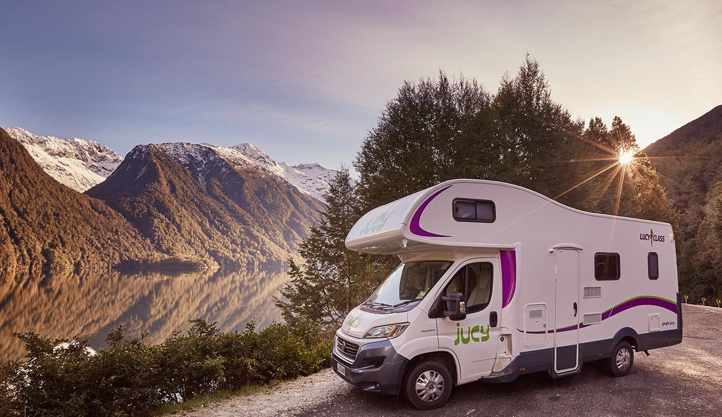 Jucy Casa Plus Motor Home Motorhome Camper Campa Rental Hire Rent Sunset Lake Dunstan Camping New Zealand South Island Queenstown Road Trip Paul Reiffer