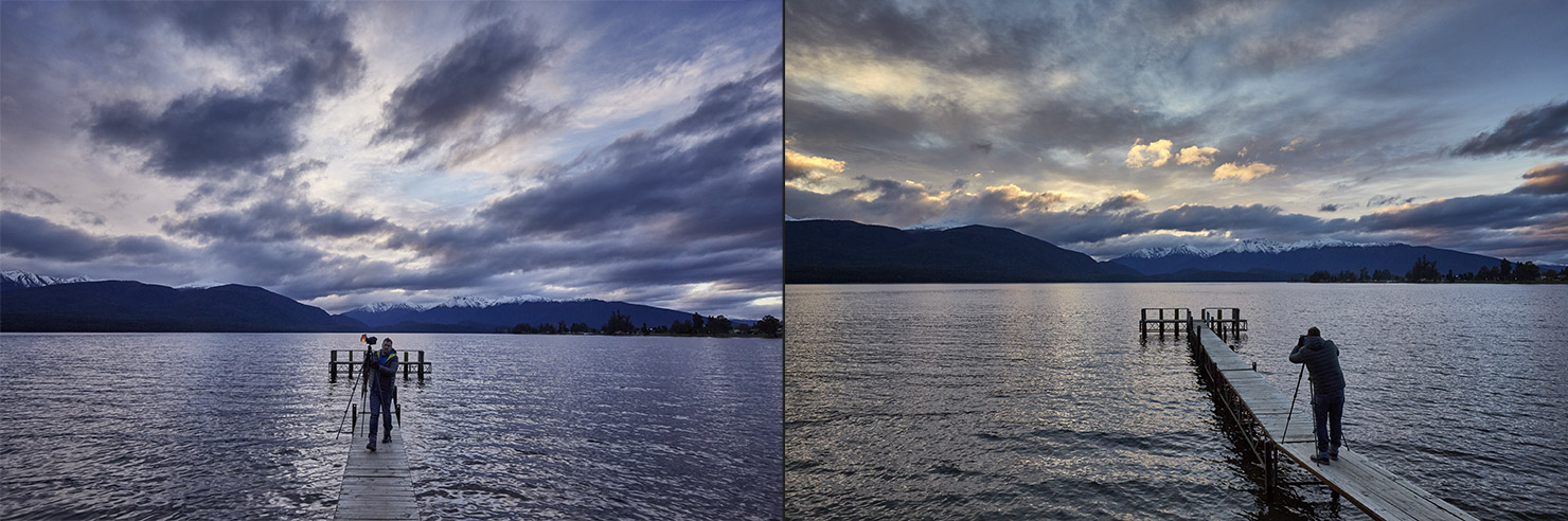 Lake Te Anau Sunset Restless Paul Reiffer Jetty Phase One 100MP XF Rollei Filters New Zealand BTS Behind Scenes Blue