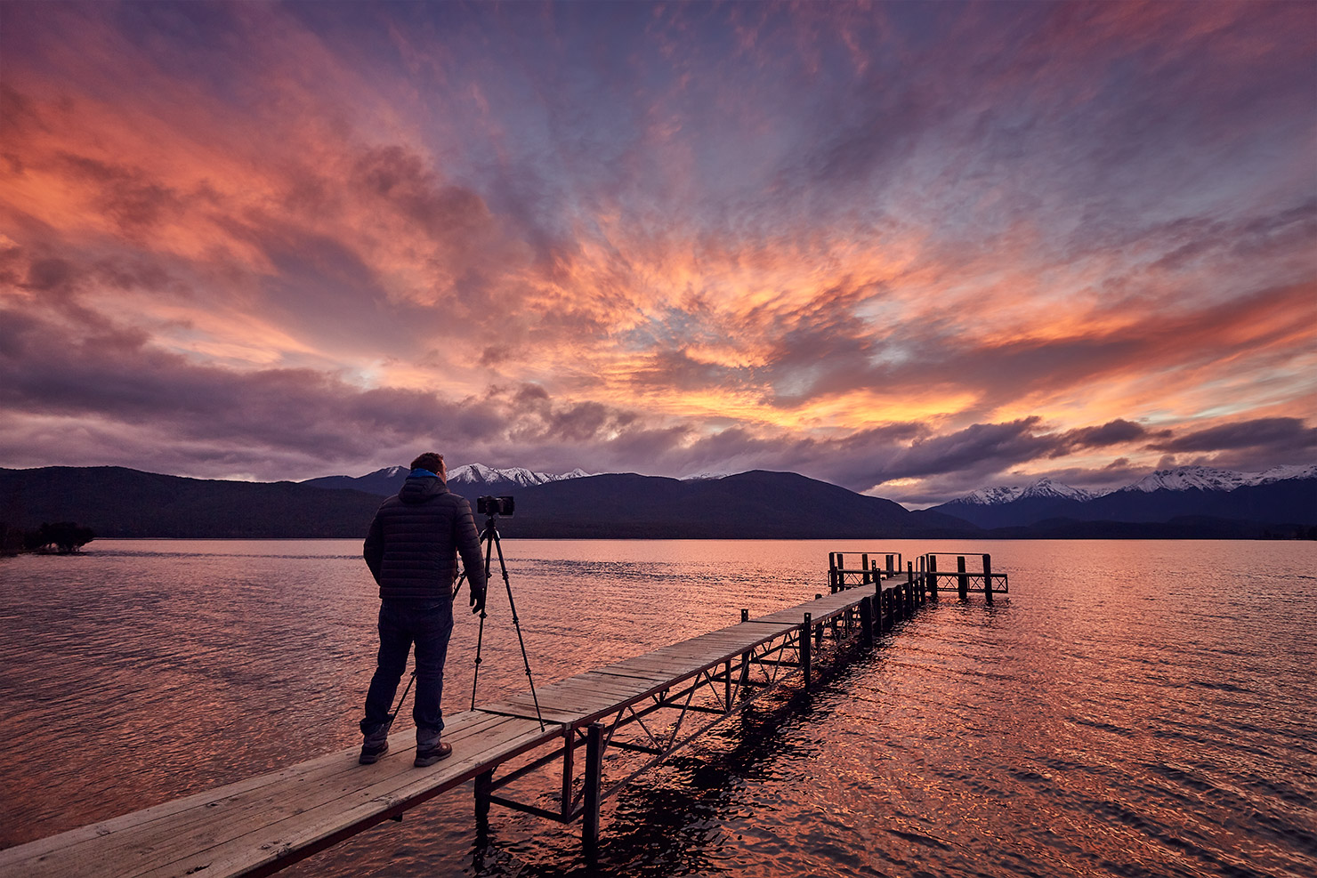 Lake Te Anau Sky Sunset Restless Paul Reiffer Jetty Phase One 100MP XF Rollei Filters New Zealand BTS Behind Scenes Colour Explosion