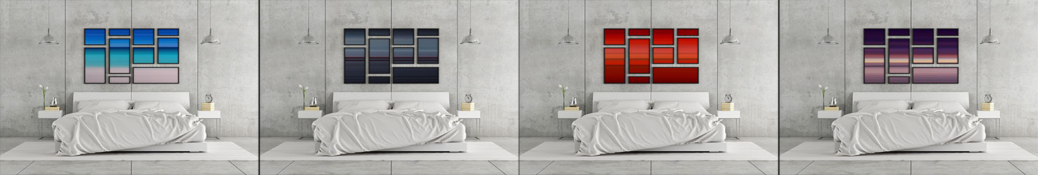 essence collection bedroom mockups frames colour color block interior design contemporary art paul reiffer