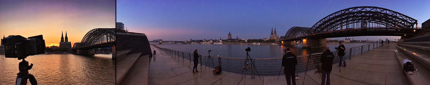 sunrise to sunset rollei shooting cologne church cathedral railway bridge waterfront river paul reiffer photographer