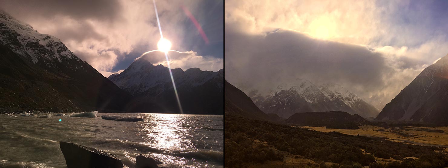 hooker lake bts iphone thaw spring winter temperatures sun ice iceberg glacier mt cook mount paul reiffer