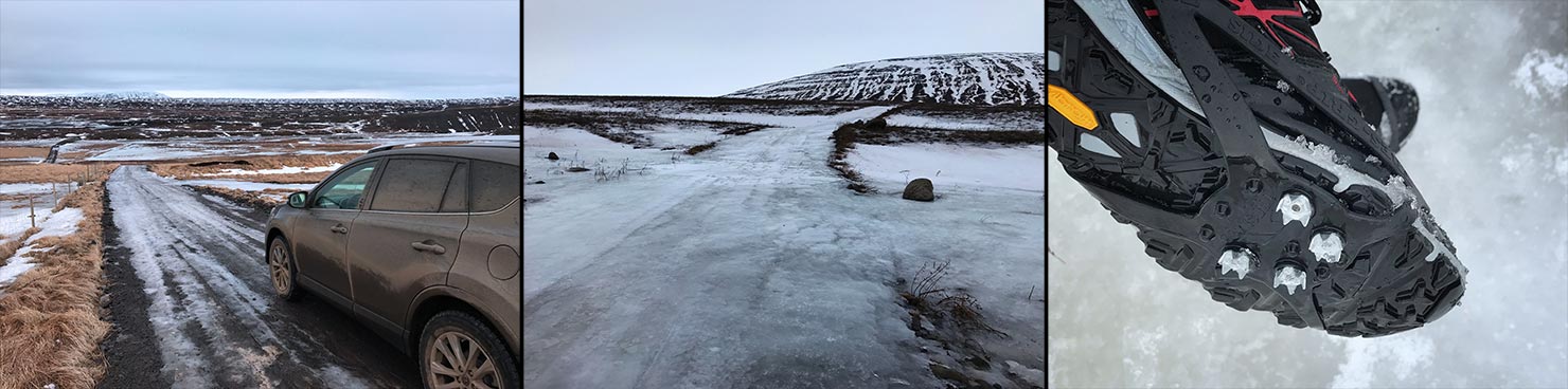 ice grips crampons aldeyjarfoss waterfall iceland winter road closed north east paul reiffer photographer bts hike photography